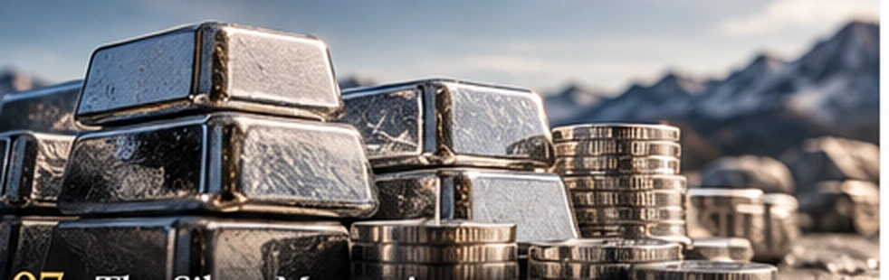 Illustrative stacks of silver bullion bars against an alpine background