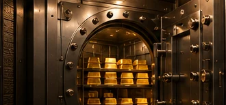 Illustrative gold vault scene, not an actual storage facility
